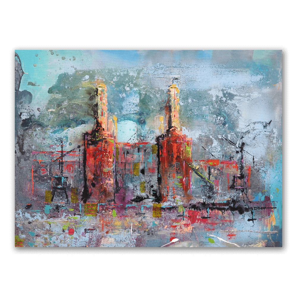 BIG POWER 20 Abstract Battersea Power Station artwork with bold colours and expressive texture